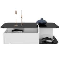 Zaire Storage Coffee Table In Black And White High Gloss - UK