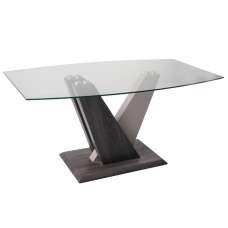 Zanesville Clear Glass Dining Table With Dark Grey Wooden Base - UK