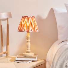 Zapopan Apricot Orange 20cm Shade Wood Table Lamp In Natural Ash - UK