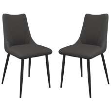 Zaria Dark Grey Faux Leather Dining Chairs In Pair - UK