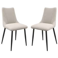 Zaria Ivory Fabric Dining Chairs In Pair - UK