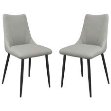 Zaria Taupe Faux Leather Dining Chairs In Pair - UK
