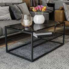 Solvani Wooden Coffee Table With Black Metal Frame - UK