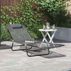 Zavira Garden Textilene Folding Sun Lounger in Grey - UK