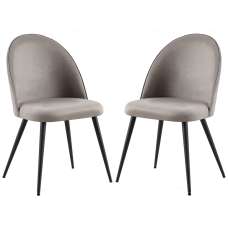 Zebulon Grey Velvet Dining Chairs With Black Legs In Pair - UK