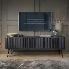 Zebulon Wooden TV Stand With 3 Doors In Black - UK