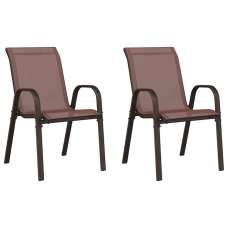 Zelaro Garden Brown Textilene Fabric Dining Chairs in Pair - UK