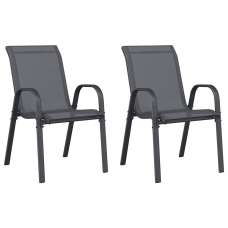 Zelaro Garden Grey Textilene Fabric Dining Chairs in Pair - UK