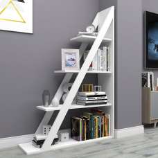 Statira Wooden Bookcase With 4 Shelves In White - UK