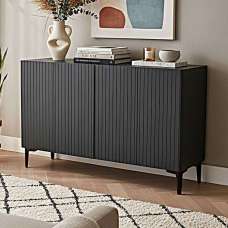 Zeynep Wooden Sideboard with 4 Doors in Anthracite - UK