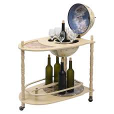 Zinnia Wooden Freestanding Globe Bar Wind Stand In White - UK