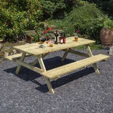 Zox Wooden Garden Rectangular 8 Seater Picnic Table In Natural - UK