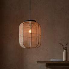 Zurich Small Natural Fabric Pendant Ceiling Light In Matt Black - UK