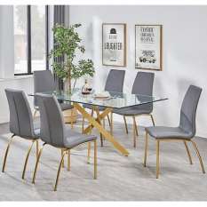 Quality 6 seater glass dining table sets available in a variety of styles and shapes like round, rectangle and square