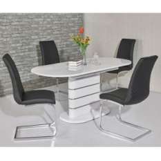high gloss extending dining table and chairs sets UK