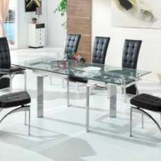glass extending dining tables UK, glass extendable dining table and chairs