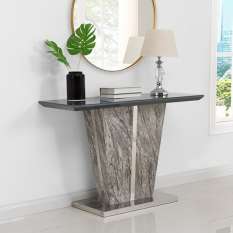Console table with storage for hallways, living & dining rooms. In glass, wood & white high gloss