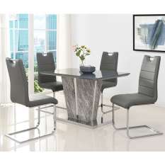 Get fashionable and modern 4 seater glass dining table sets in beautiful round, rectangle and square shapes