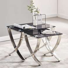Nest of 3 tables for your living room in glass, gloss, wood & marble finishes