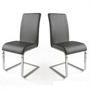 Lotte I Dining Chair In Grey Faux Leather in A Pair