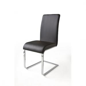 Lotte I Metal Swinging Black Faux Leather Dining Chair
