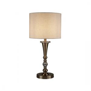 Drum Single Light Antique Brass In Linen Shade Table Lamp