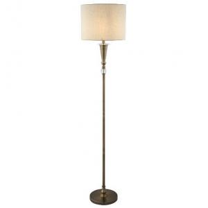 Drum Single Light Antique Brass Linen Shade Floor Lamp