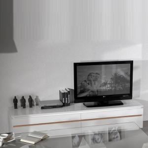Elisa Contemporary LCD TV Stand In White Lacquer With Lights