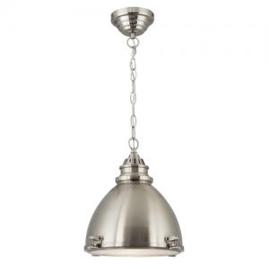 Satin Silver Dome Pendant With Frosted Glass Diffuser