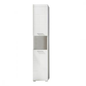 Amanda Tall Bathroom Cabinet In White With High gloss Fronts