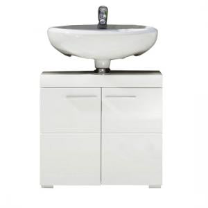 Amanda Vanity Cabinet In White With High Gloss Fronts And 2 Doors