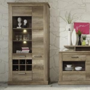 Montreal Display Cabinet In Monument Canyon Oak With LED Light