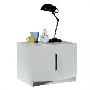 Caly Gloss White Bedside Cabinet With Drawer And Chrome Handle