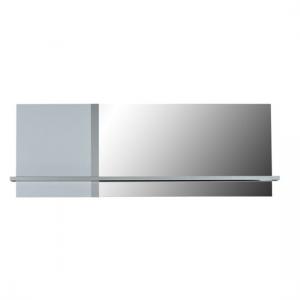 Crossana Wall Mirror In Stainless Lacquered Paper With 1 Shelf