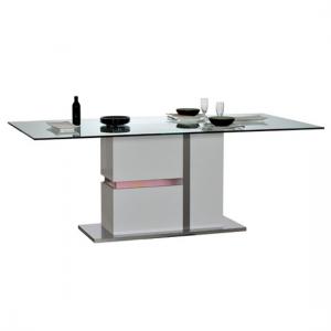 Crossana Dining Table In Clear Glass Top With LED Light