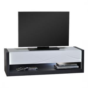 Eclypse TV Stand In Dark Grey With White Gloss Drawer And Lights