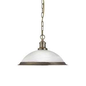 Bistro Acid Glass Shade Pendant Lamp With Antique Brass Finish