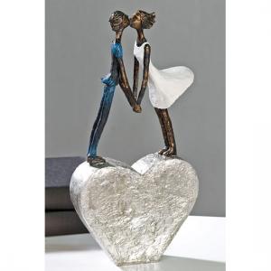 Devotion Sculpture In White And Blue With Silver Base