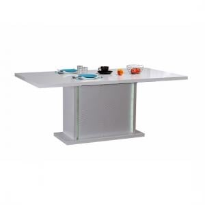 Carmen Extendable Dining Table In White Gloss With LED Lighting