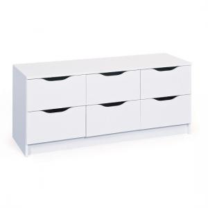 Crick Wide Chest of Drawers In White With 6 Drawers