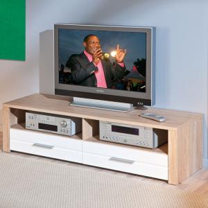 Utopia LCD TV Stand In Sonoma Oak With 2 Drawers In White Fronts