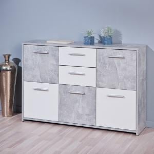 Lamont Sideboard In Light Grey And White With 5 Doors 2 Drawers