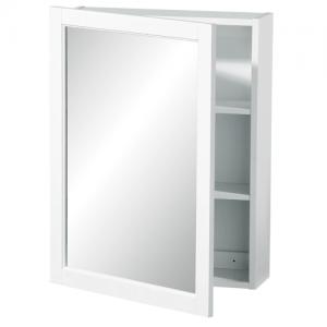 Mirrored Wall Cabinet white Wood 2 tier shelves