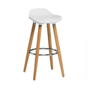 Adoni Bar Stool In White ABS With Natural Beech Wooden Legs