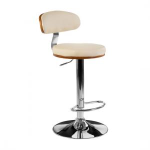 Crofton Round Bar Chair In Cream Leather Seat With Chrome Base