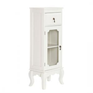 Ramona Display Cabinet In Ivory With 1 Glass Door and 1 Drawer