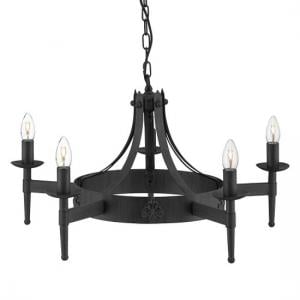 Cartwheel Multi Arm Ceiling Light In Black Finish Wrought Iron