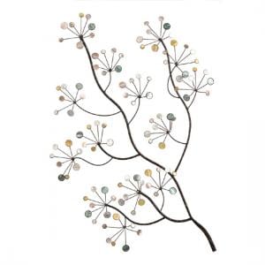 Metal Branch Jeweled Flowers Wall Art