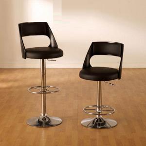 Boston Bar Stool In Black Faux Leather in a Pair