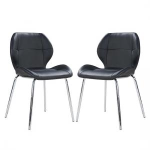 Darcy Dining Chair In Black Faux Leather in A Pair